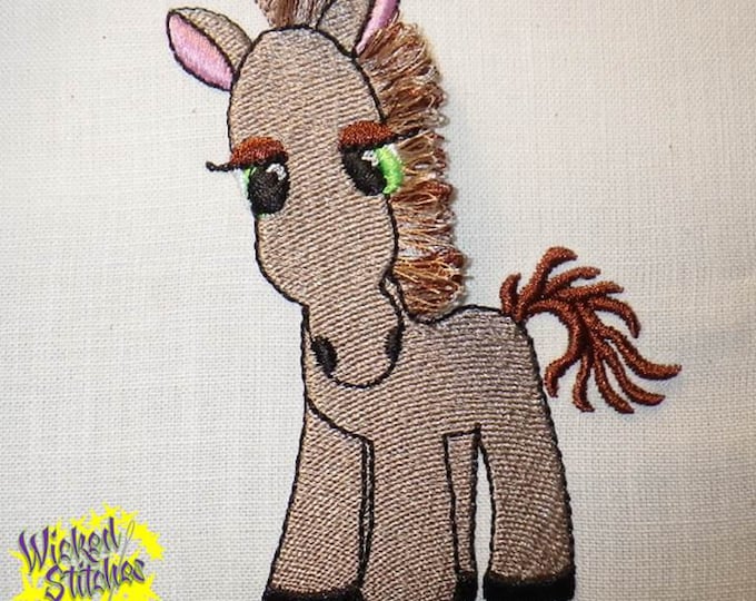 Pony Fringe Embroidery Design, set of 3 sizes