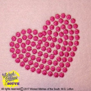 Candlewick Heart Machine Embroidery Design, set of 2 styles, 3 sizes ea.