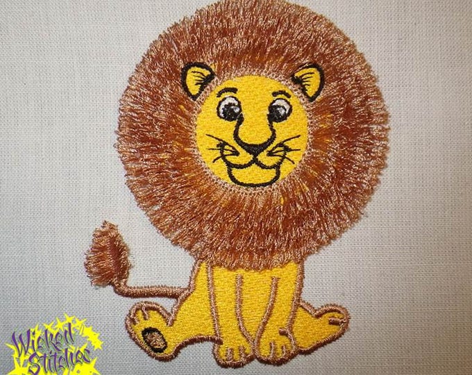 Baby Lion Fringe Embroidery Design, set of 3 sizes
