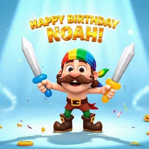 Custom Pirate Birthday Video – Name & Age Spoken – Text On Screen