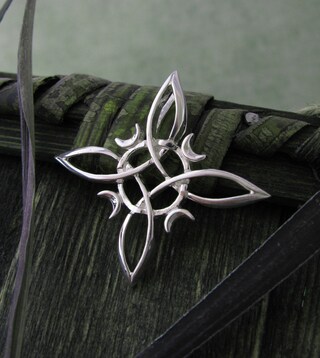 Collana Nodo Della Strega Celtico - Simboli Irlandesi, Pentagramma, Luna, Ankh, Triquetra - Gioielli Wiccan Per Donne
