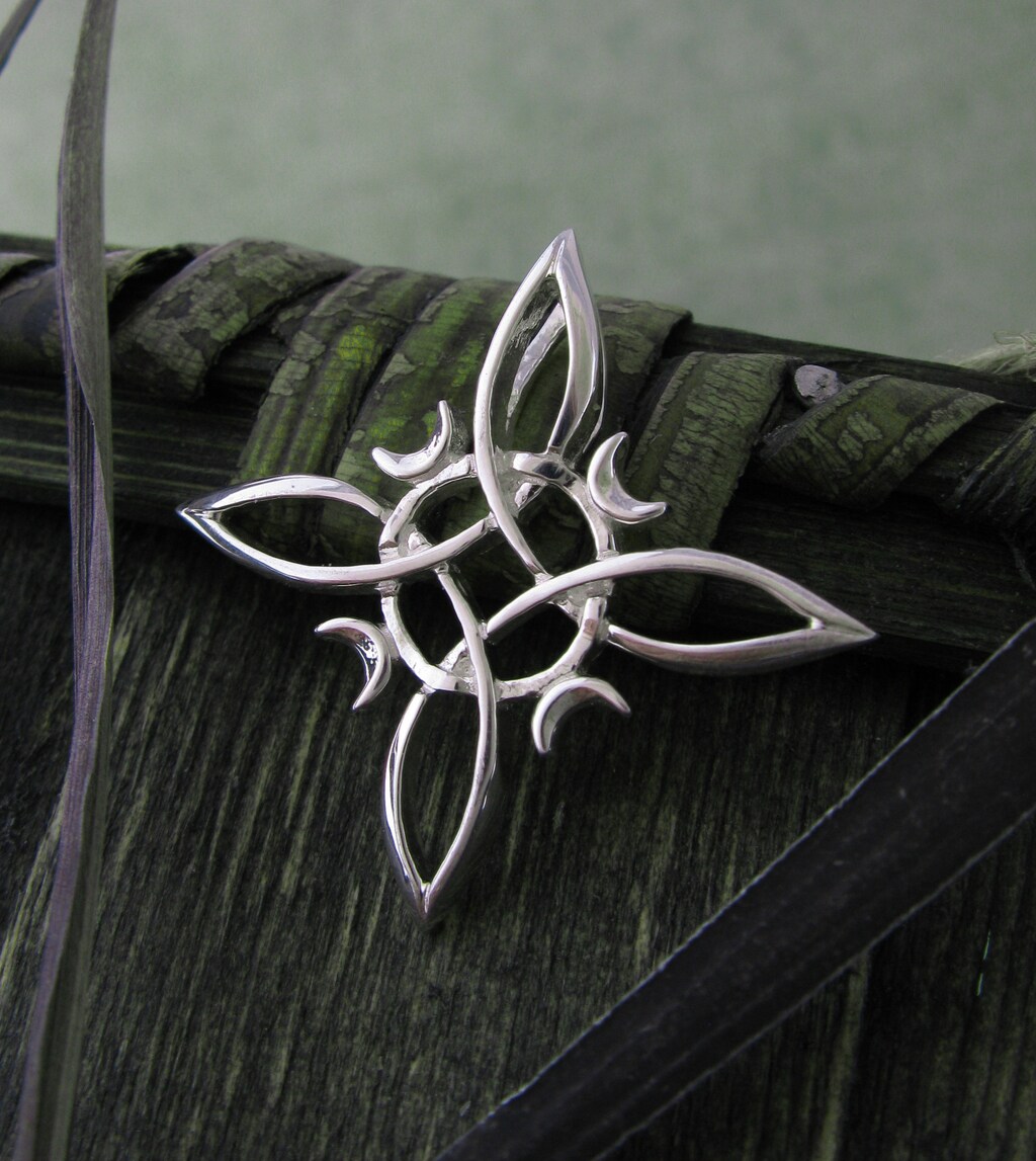 Collana Nodo Della Strega Celtico - Simboli Irlandesi, Pentagramma, Luna, Ankh, Triquetra - Gioielli Wiccan Per Donne