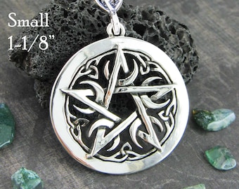 1-1/8" kleine halve maan pentagram ketting hanger Wicca Pagan pentagram