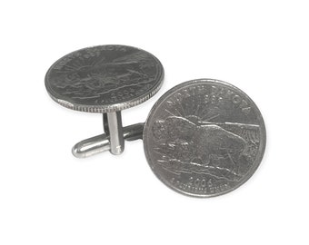 North Dakota Cuff Links, North Dakota Gifts for Men, North Dakota, Bismark