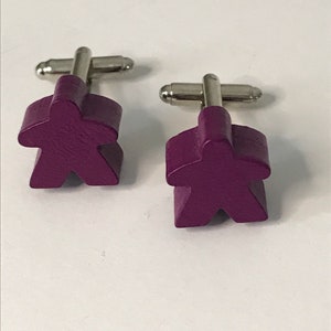 Meeple cufflinks, Purple Meeples, Wooden Cufflinks, novelty accessories for men, stocking stuffer for him