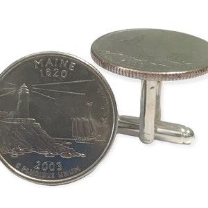 Maine State Quarter coin Cuff links, Maine Cufflinks