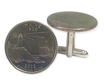 Maine State Quarter coin Cuff links, Maine Cufflinks