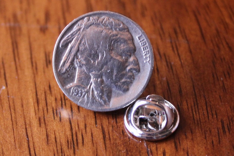 Buffalo Nickel Tie Tack Buffalo Nickel Lapel Pin History Etsy