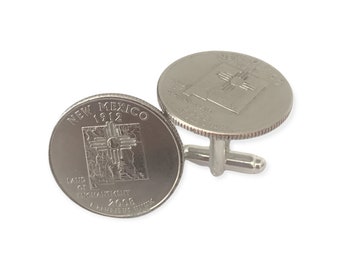 New Mexico Quarter Cuff Links, State Coin Cufflinks