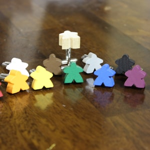 Meeple Cufflinks,  Board game accessories, wooden game pieces with custom colors, Gamer Cuff Links