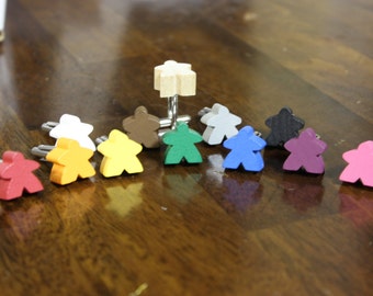 Meeple Cufflinks,  Board game accessories, wooden game pieces with custom colors, Gamer Cuff Links