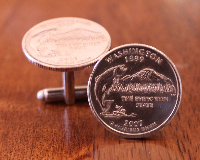 Washinton Gift for Men Washington Cuff Links Washington Quarter Cuffs