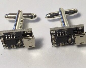 Circuit Board Cufflinks, Computer Nerd Cuff Links, novelty accessories for men, black