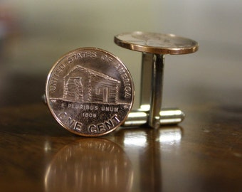 Abe Abraham Lincoln Penny Log Cabin Coin Cufflinks 2009