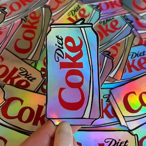 Diet Coke Holographic Sticker | Shiny Soda Rainbow Laptop and Water bottle Sticker