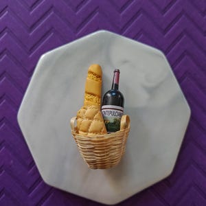 Mini Clay Bread & Wine Basket Magnet