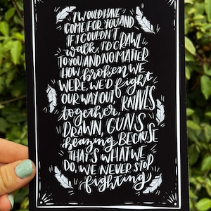 Zes van Kraaien Geïnspireerd Kaz Brekker Inej Ghafa Quote - Grishaverse 5x7 Art Print