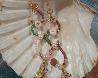 Handmade Beaded Dangle Earrings: Yellow Gem Friendship Jewelry