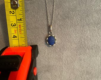 Vintage 1999 Sterling Silver Lapis Lazuli Pendant Necklace | Handmade Artisan Open-Back Setting | Celestial Blue Stone Jewelry