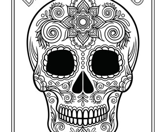 Sugar Skull Coloring Pages: Día de los Muertos Art (Digital Download