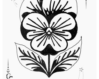 Flower Coloring Page – Instant Download PDF | Printable Nature Art for Relaxation