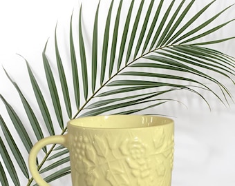 Vintage Gibson 6 oz Tea Cup — White with Garden Detail — Everyday Stoneware — Cottagecore Kitchen