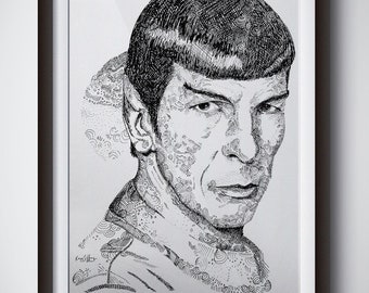 Leonard Nimoy "Spock" Star Trek Portrait Print