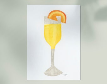 Mixed Media Mimosa Cocktail Print