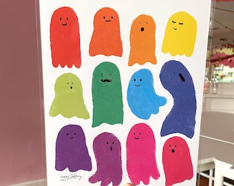 Colorful Ghosts Wall Art Print