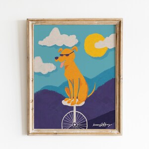 Dog on Unicycle Print