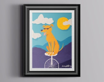 Dog on Unicycle Print