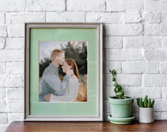 Custom Couples Portrait // PHYSICAL PRINT // Engagement Gifts For Couple, Wall Art Prints, Personalized Gift, Couple Wall Decor