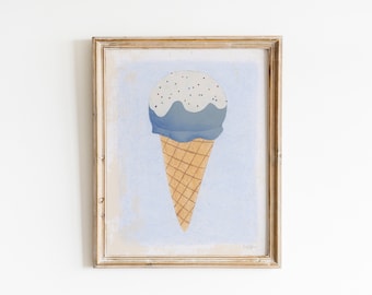 Mixed Media Ice Cream Cone Print