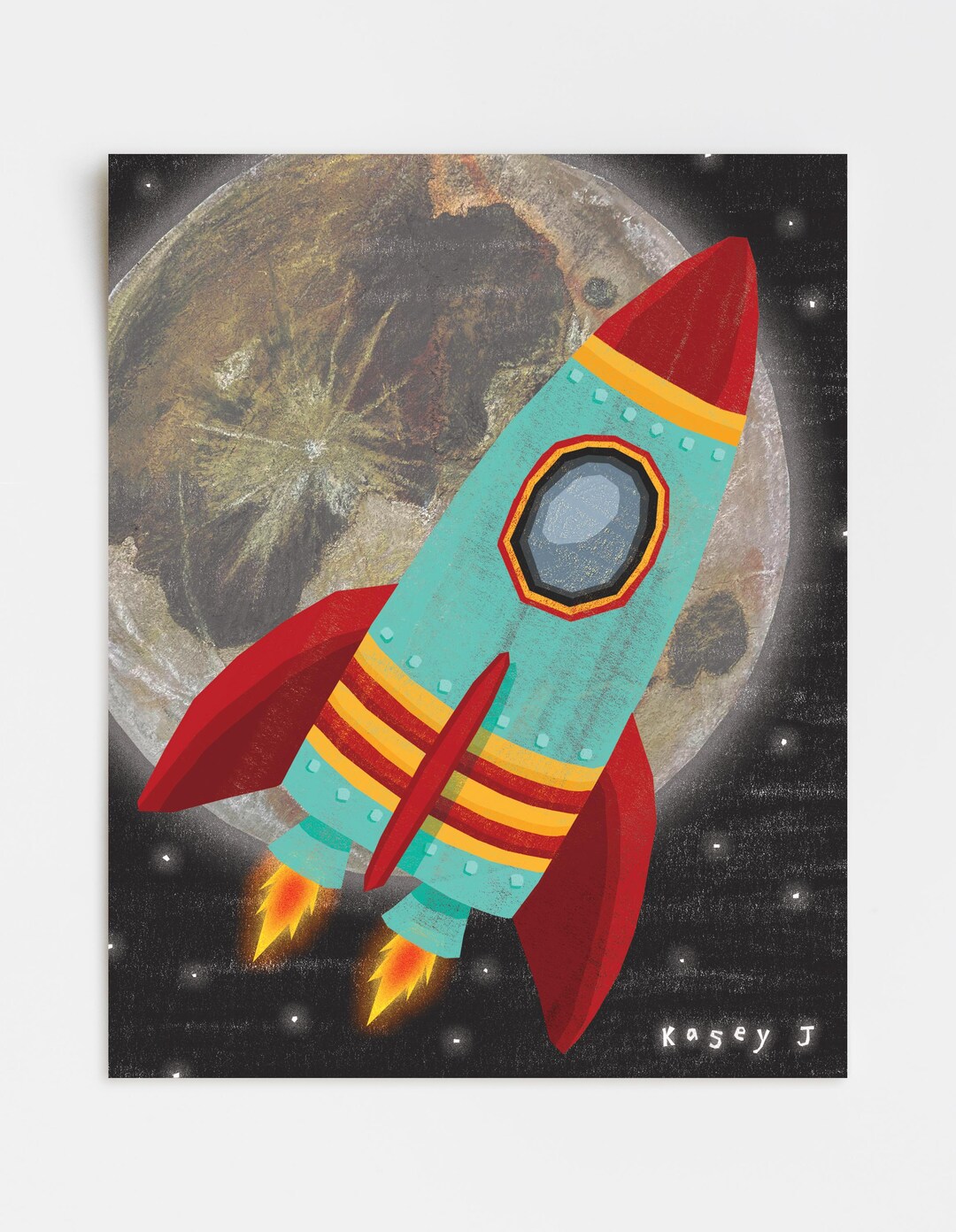 Rocket Ship Art Print | Space Nursery Wall Decor | 8x10 - Etsy