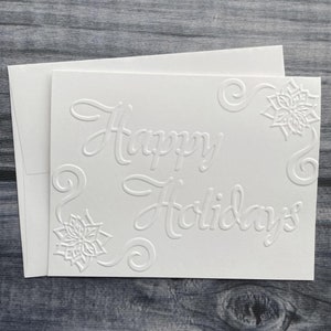Cartes de joyeuses fêtes, Cartes de Noël en relief blanches, Papeterie d'hiver, Cartes de correspondance pour les Fêtes, Cartes de Noël vierges, Cartes faites main