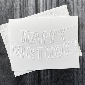 Cartes de Joyeux Anniversaire, Cartes d'anniversaire en relief blanches, Set d'anniversaire, Bannières de cartes d'anniversaire, Invitation, Fête d'anniversaire, Pour enfants, Adultes
