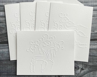 Cerf de Noël, Jeux de cartes, Cartes de fête cerf, Cartes de correspondance en relief, Cerf avec bois, Fait main, Renne, Joyeux Noël, Cartes de vœux