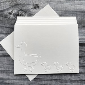 Duck Card Sets, Duck & Ducklings, Blank Note Cards, Stationery Set, White Embossed Note Cards, Animal Lover, Baby Shower, Any Occasion