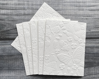 3D Butterfly Cards, White Embossed 3D Butterfly Cards, Greeting Cards, Blank Cards, Thank You Cards, Butterfly Stationery, All Occasion Card