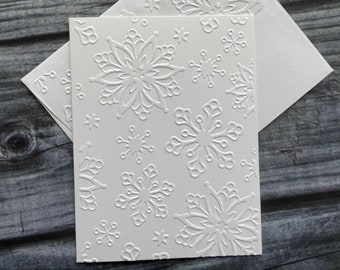 Snowflake Cards, Large Snowflakes, Christmas Cards, Embossed Note Cards, Winter Stationary, Snowflake Background, Holiday Cards