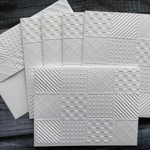 Jeux de cartes matelassées en relief, Cartes de correspondance matelassées, Cartes de courtepointe vierges, Cartes de correspondance blanches en relief, Jeu de courtepointe, Bloc de courtepointe, Motif de courtepointe