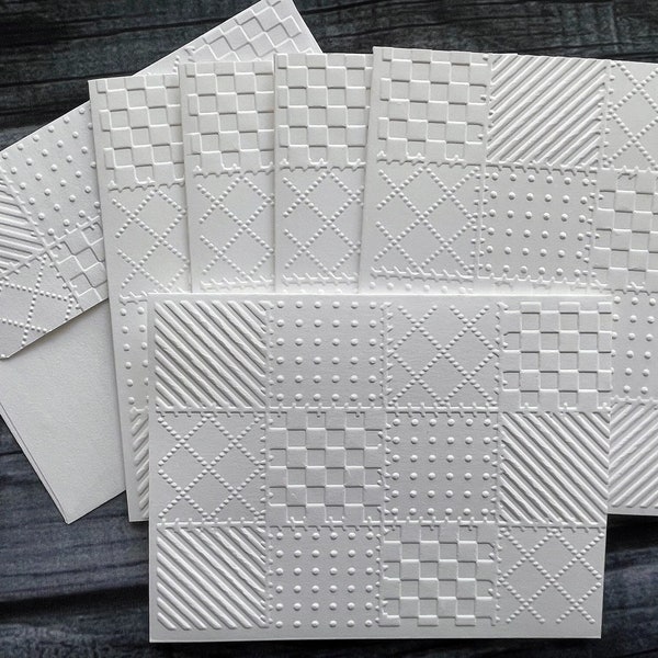 Embossed Quilted Card Sets, Quilted Note Cards, Blank Quilt Cards, White Embossed Note Cards, Quilter's Set, Quilt Block, Quilt Pattern