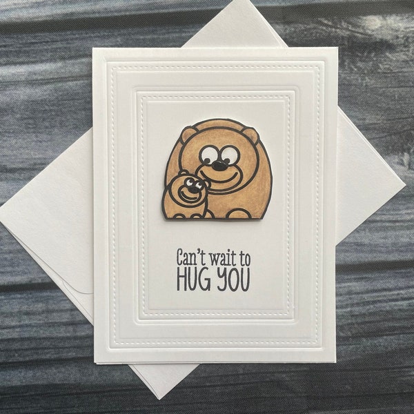 Bear Card, Can't Wait To Hug You, Bear Note Card, Brown Bears, Animal Lover Card, Mama Bear, Papa Bear, Baby Bear, Hugs, Just Because, Love