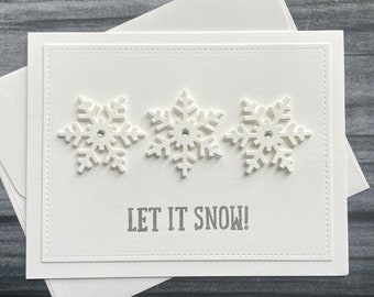 Let it Snow Card, Christmas Card, Holiday Card, Seasonal Note Card, Merry Christmas, Seasonal Card, Snowflake,