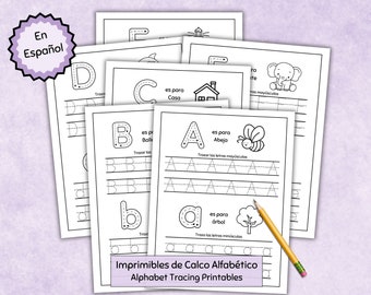 Planilhas de rastreamento do alfabeto espanhol | Planilhas de Alfabeto | Cartas de rastreamento para impressão | ABC | Jardim de Infância | Ensino em casa | Imagens Coloríveis