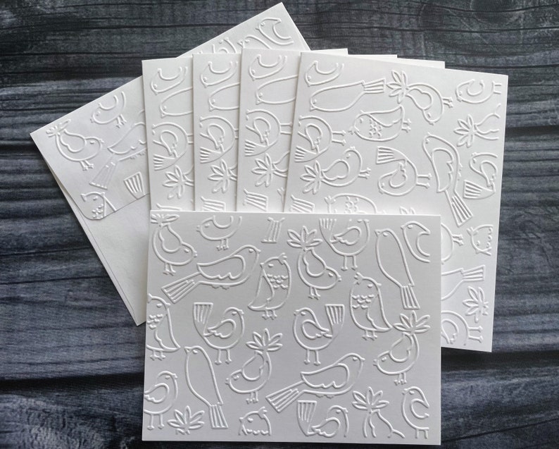 Poteeka Birds Card Sets, Bird Note Card, White Embossed Cards ...