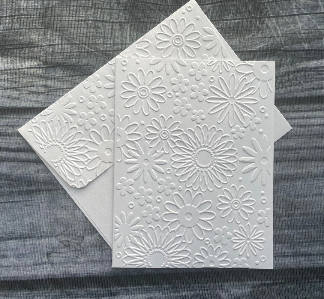 Flower Frenzy Cards, Blank Note Cards, Stationery Set, Embossed Floral ...