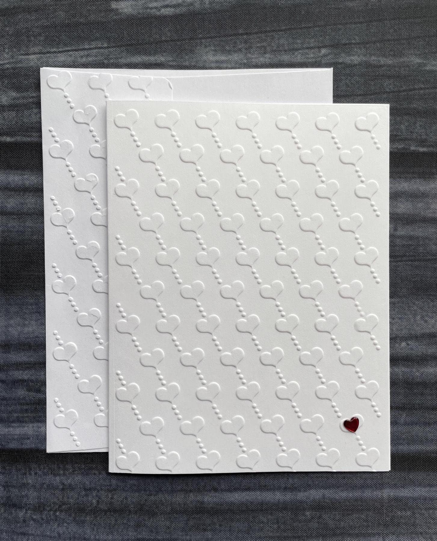 Red Heart Note Card Red Heart Cards, White Embossed Diagonal Heart Cards, Embossed Note ...