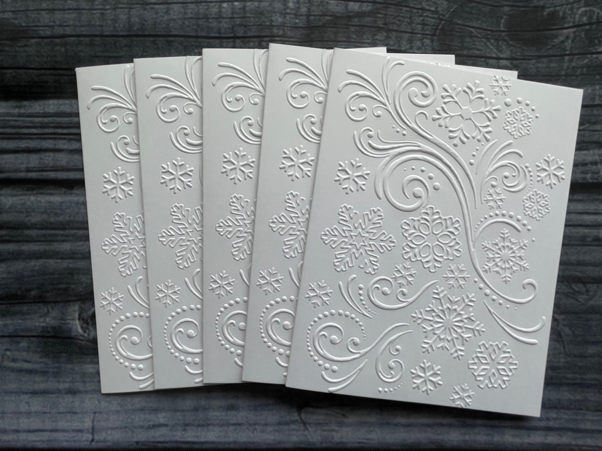 Snowflake Gift Notes Snowflake Swirl Cards, Christmas Cards, Winter Stationary, Embossed ...