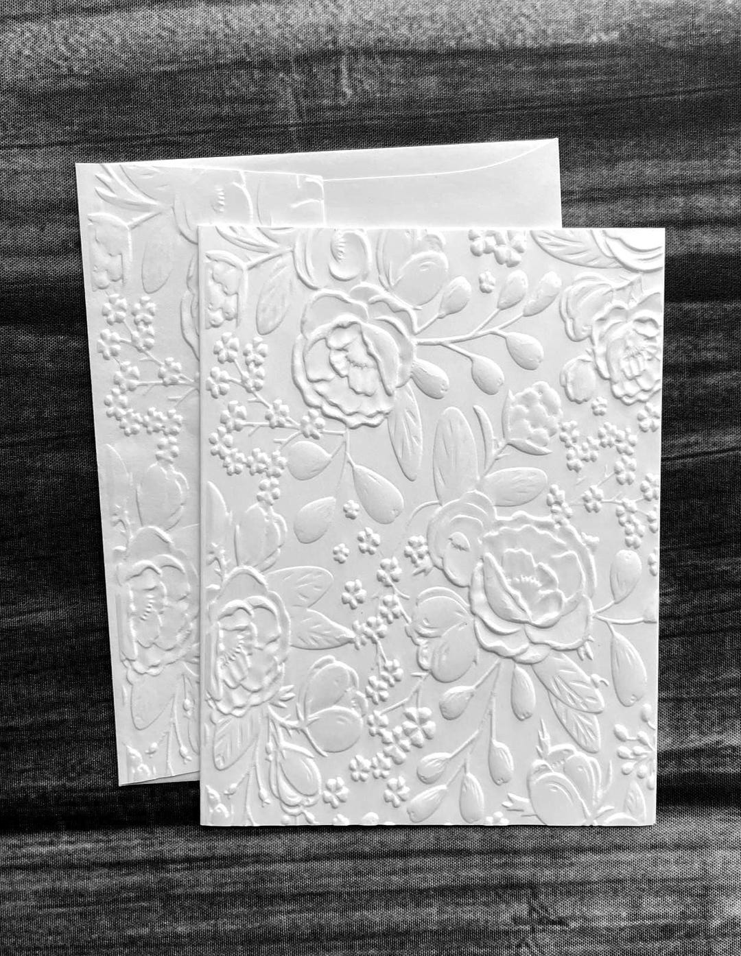 3D Floral Cards, White Embossed Blank Note Cards, Stationery Set ...
